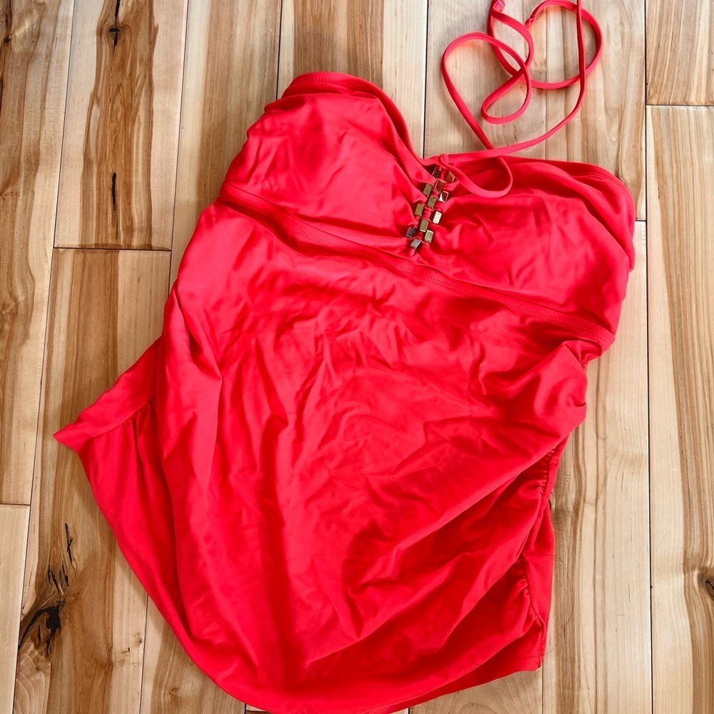 Liz Lange, maternity tankini top in Coral